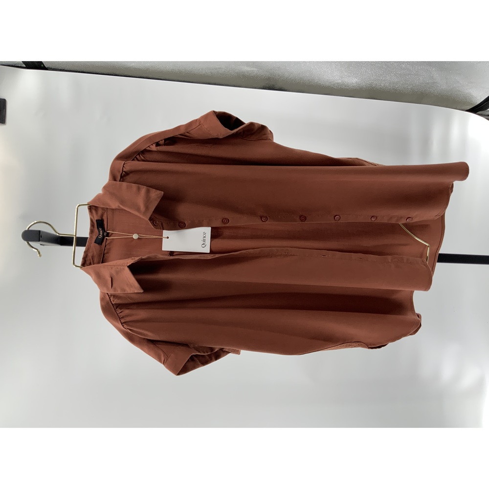 Quince Women's Vintage Wash Tencel Camp Shirt Terracotta XS NEW